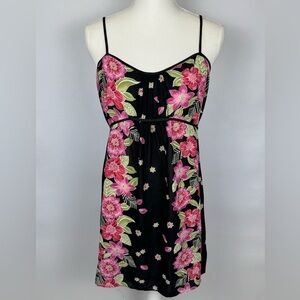 Oscar de la Renta Pink Label Short Babydoll Nightie Pajamas Sheer Floral Medium